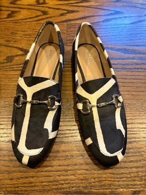 Alfani Step n Flex Women’s 10 Dark Brown Beige Haircalf Calfhide Gold Bit